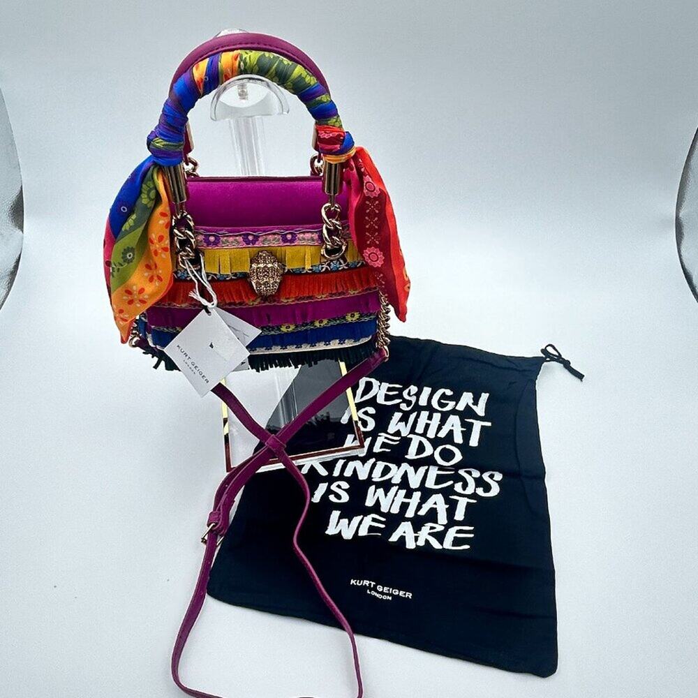 Kurt Geiger London Mini Kensington Embroidered Fringe Eagle Bag Purse NWT